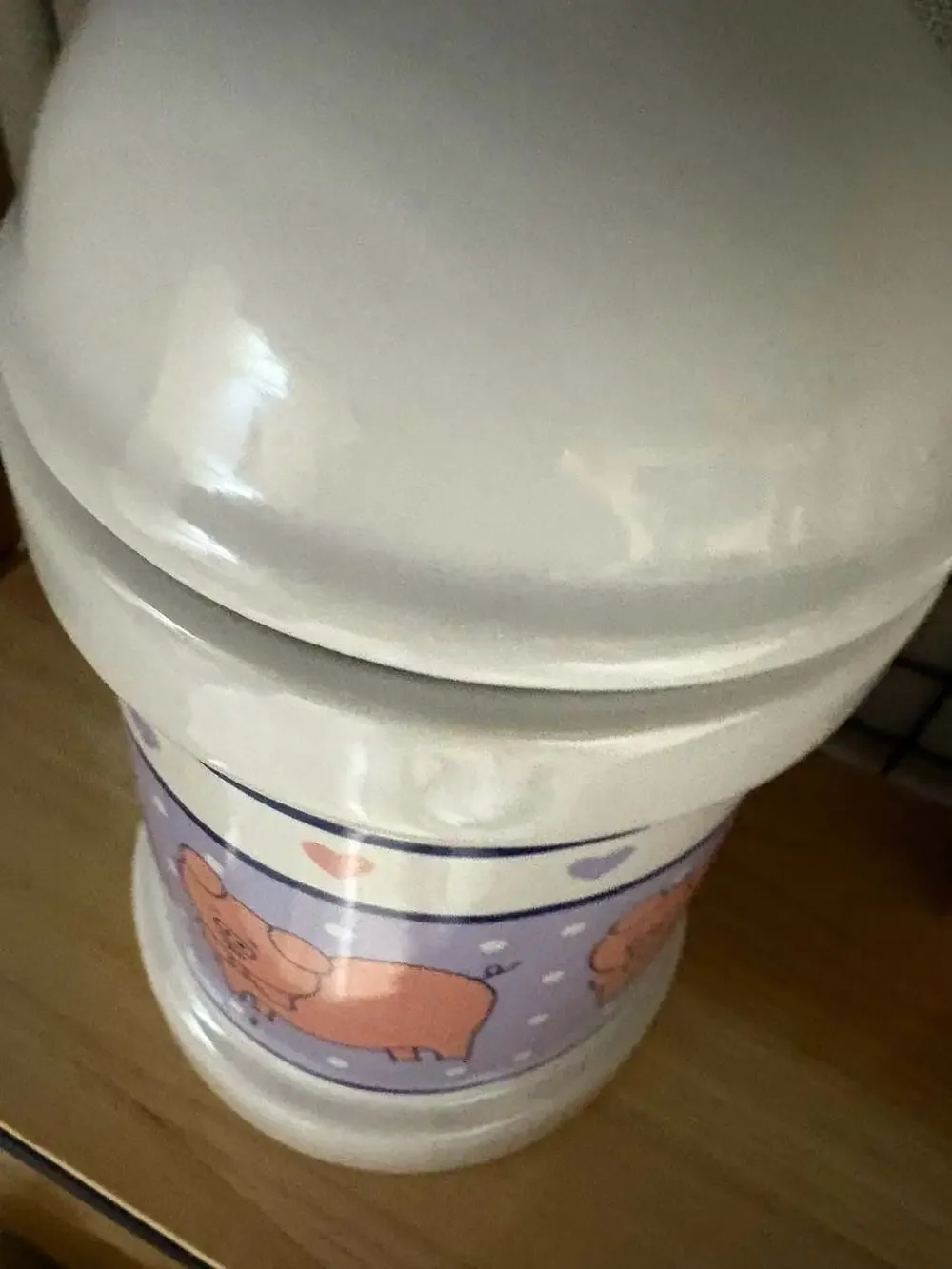 Vintage Ceramic Pig Pattern Kitchen Canister with Lid